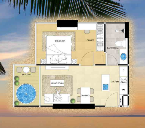 1 спальня 43 м², Riviera Oceandrive